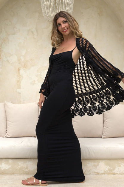 Chaqueta Crochet Negra Nido