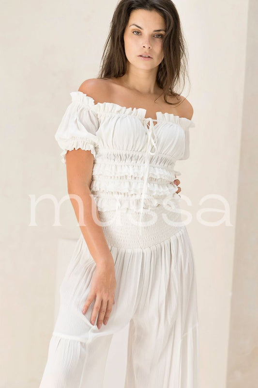 Top y Pantalón Mikono Blanco